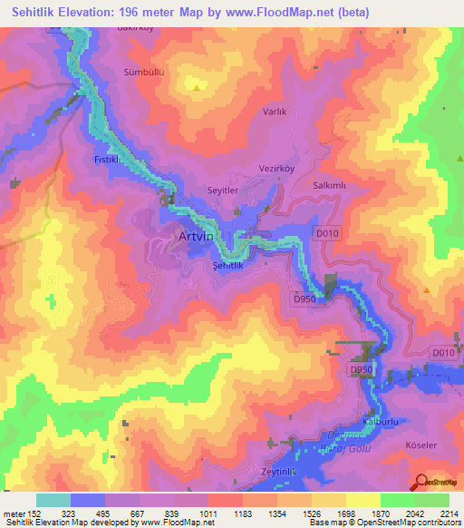 Sehitlik,Turkey Elevation Map