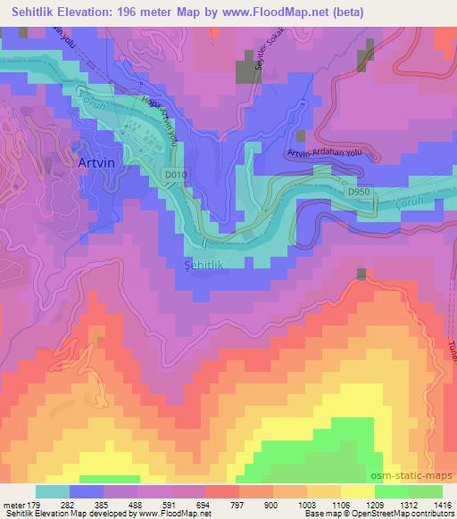 Sehitlik,Turkey Elevation Map