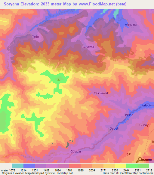 Soryana,Turkey Elevation Map