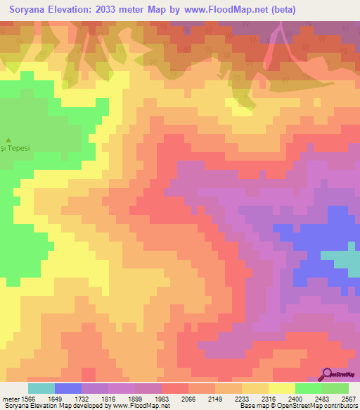 Soryana,Turkey Elevation Map