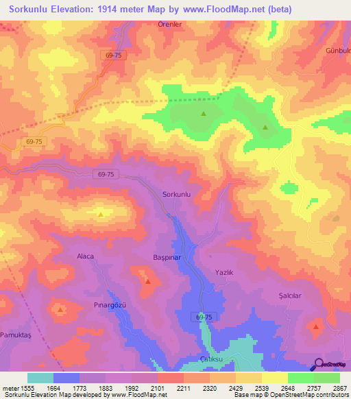 Sorkunlu,Turkey Elevation Map