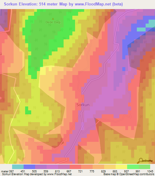 Sorkun,Turkey Elevation Map