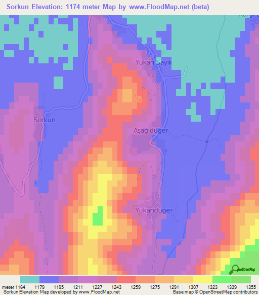 Sorkun,Turkey Elevation Map