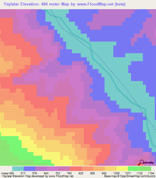 Yaylalar,Turkey Elevation Map