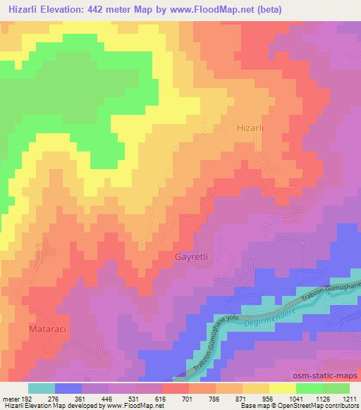 Hizarli,Turkey Elevation Map