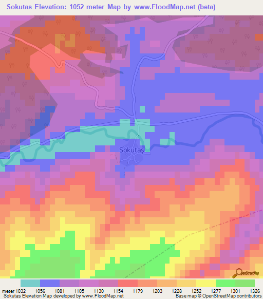 Sokutas,Turkey Elevation Map