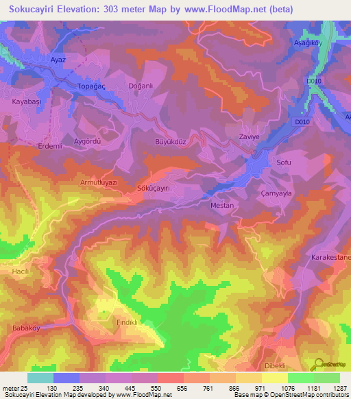 Sokucayiri,Turkey Elevation Map