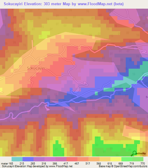 Sokucayiri,Turkey Elevation Map