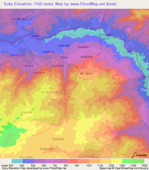 Soku,Turkey Elevation Map