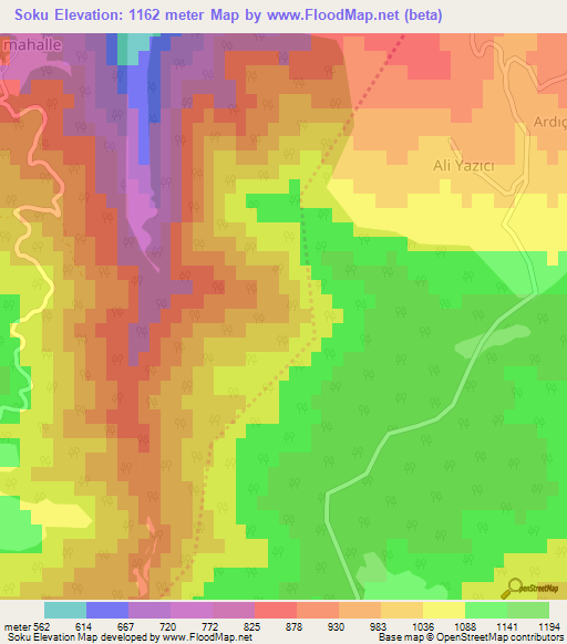 Soku,Turkey Elevation Map