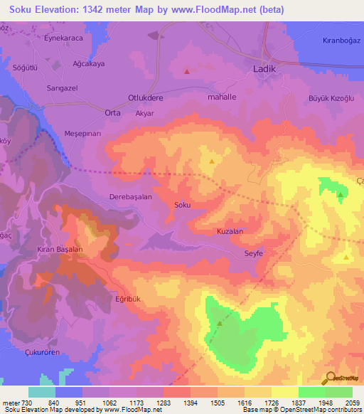 Soku,Turkey Elevation Map