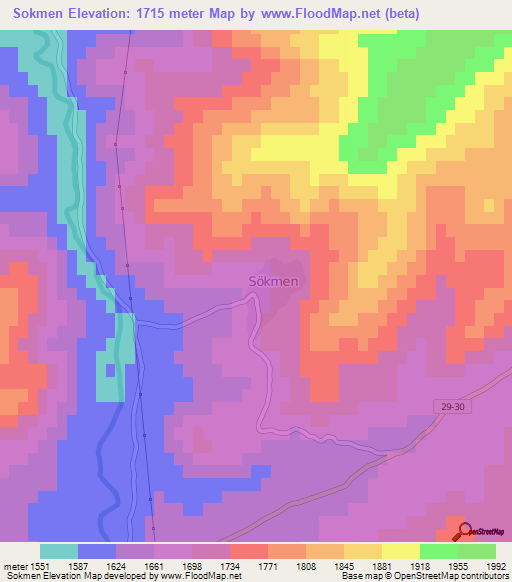 Sokmen,Turkey Elevation Map