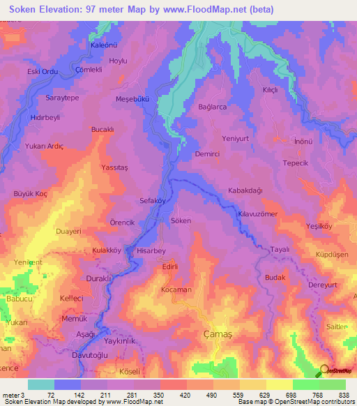 Soken,Turkey Elevation Map