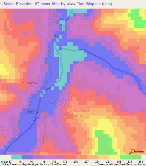 Soken,Turkey Elevation Map