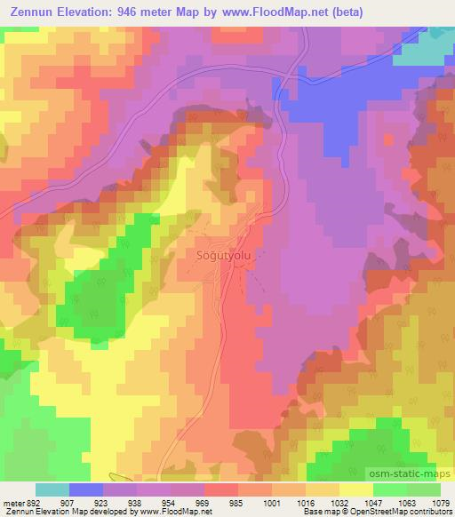 Zennun,Turkey Elevation Map