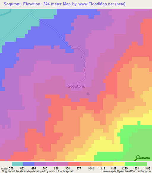 Sogutonu,Turkey Elevation Map