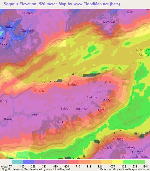 Sogutlu,Turkey Elevation Map