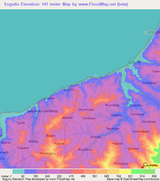 Sogutlu,Turkey Elevation Map