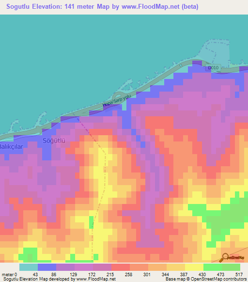 Sogutlu,Turkey Elevation Map