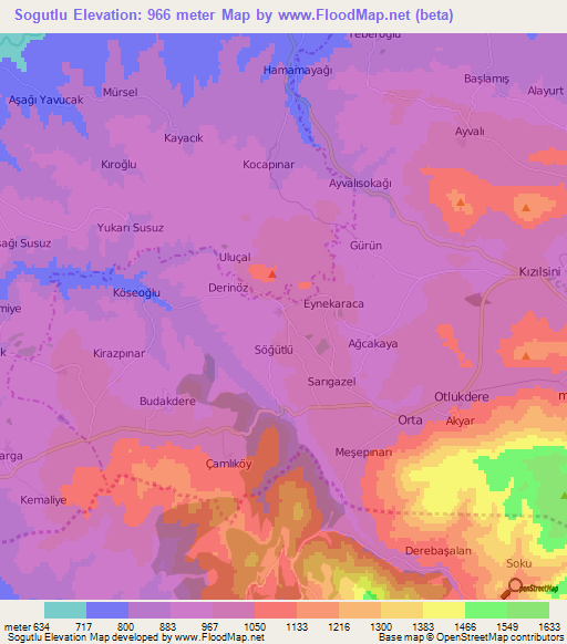 Sogutlu,Turkey Elevation Map