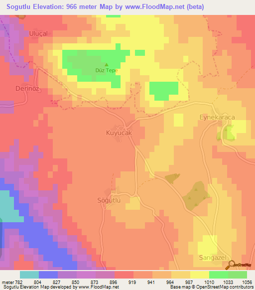 Sogutlu,Turkey Elevation Map