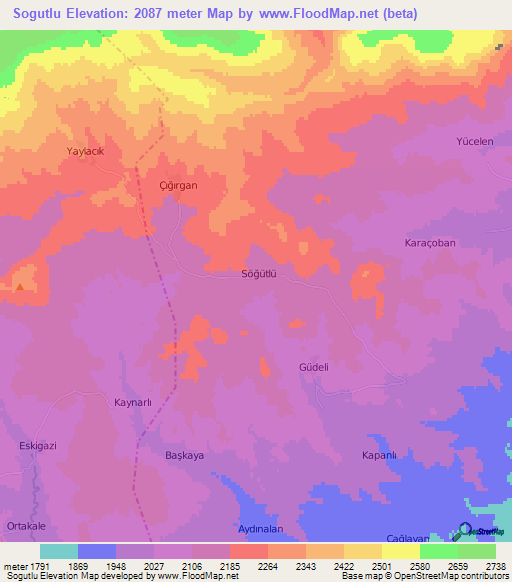 Sogutlu,Turkey Elevation Map