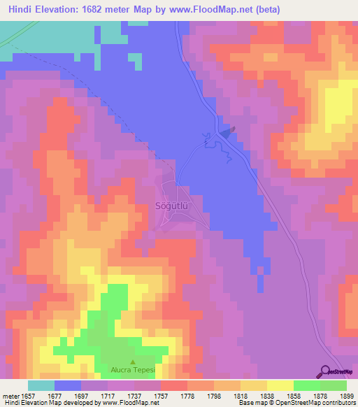 Hindi,Turkey Elevation Map