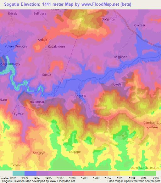 Sogutlu,Turkey Elevation Map