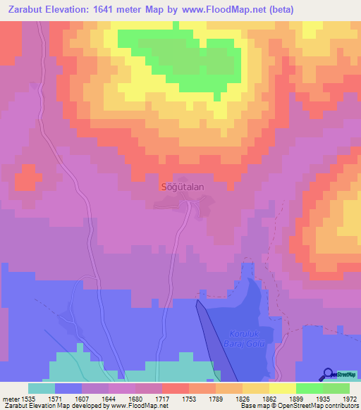 Zarabut,Turkey Elevation Map