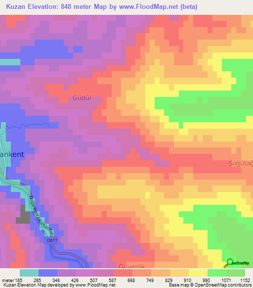 Kuzan,Turkey Elevation Map