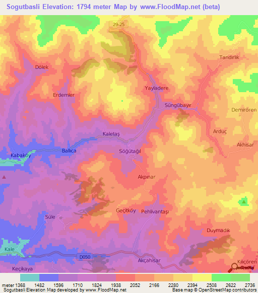 Sogutbasli,Turkey Elevation Map