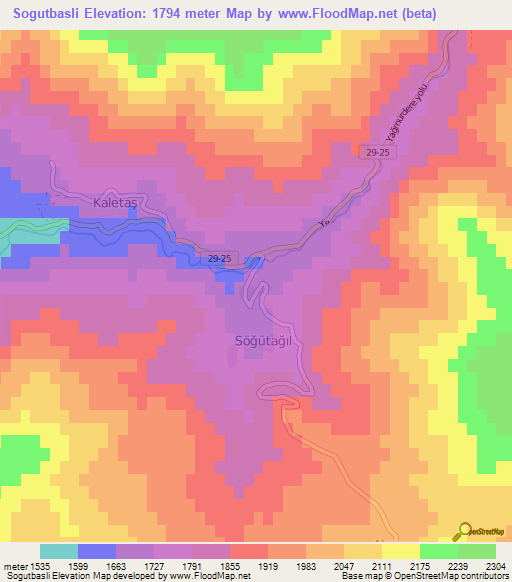 Sogutbasli,Turkey Elevation Map