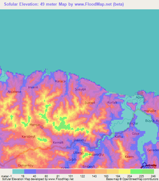 Sofular,Turkey Elevation Map