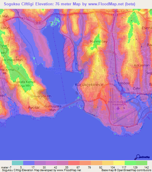 Soguksu Ciftligi,Turkey Elevation Map