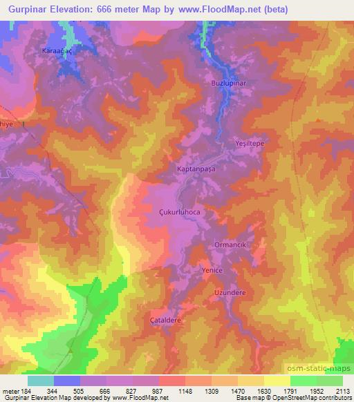 Gurpinar,Turkey Elevation Map