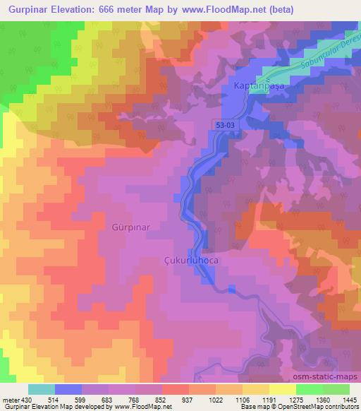 Gurpinar,Turkey Elevation Map