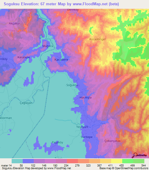 Soguksu,Turkey Elevation Map