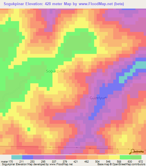 Sogukpinar,Turkey Elevation Map