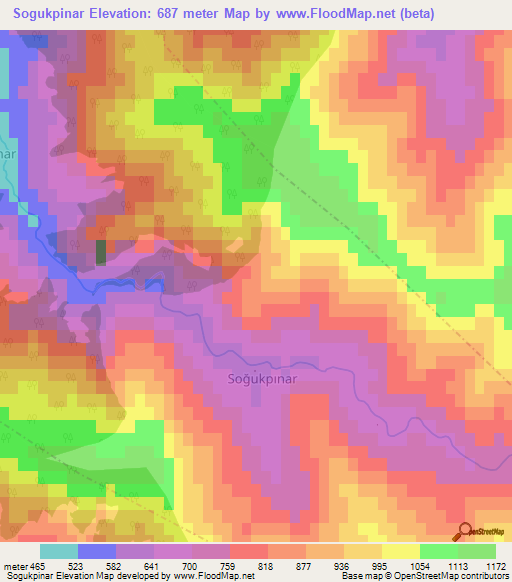 Sogukpinar,Turkey Elevation Map