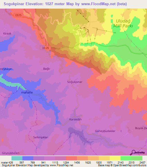 Sogukpinar,Turkey Elevation Map