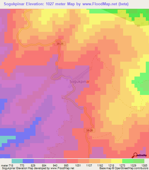 Sogukpinar,Turkey Elevation Map