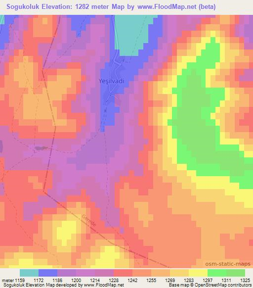 Sogukoluk,Turkey Elevation Map