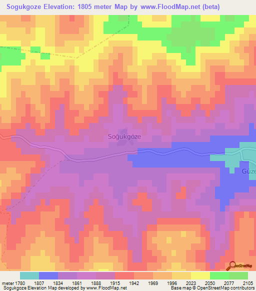 Sogukgoze,Turkey Elevation Map