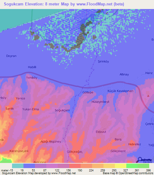 Sogukcam,Turkey Elevation Map