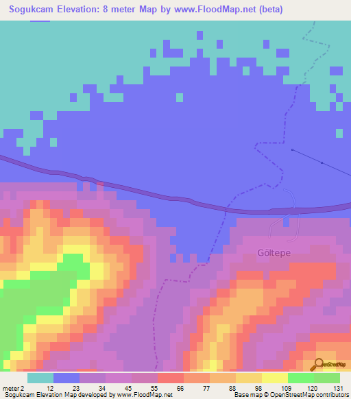 Sogukcam,Turkey Elevation Map