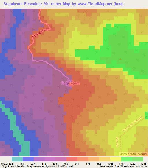 Sogukcam,Turkey Elevation Map