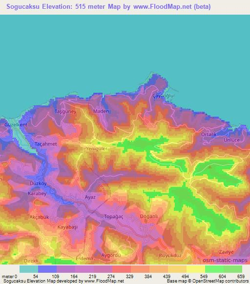 Sogucaksu,Turkey Elevation Map