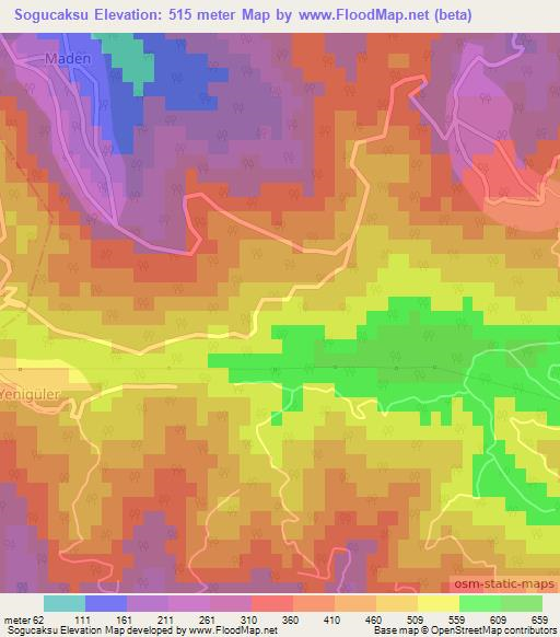 Sogucaksu,Turkey Elevation Map