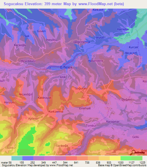 Sogucaksu,Turkey Elevation Map