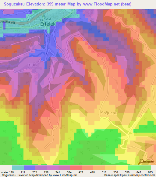 Sogucaksu,Turkey Elevation Map